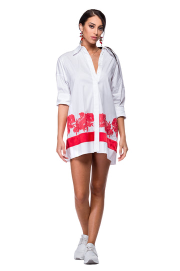 White shirt dress with Brussels lace WSH-0002